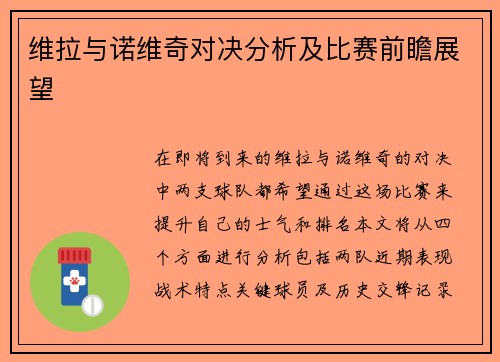 维拉与诺维奇对决分析及比赛前瞻展望
