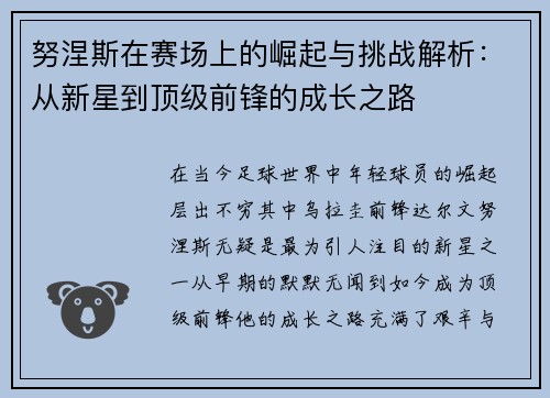 努涅斯在赛场上的崛起与挑战解析：从新星到顶级前锋的成长之路